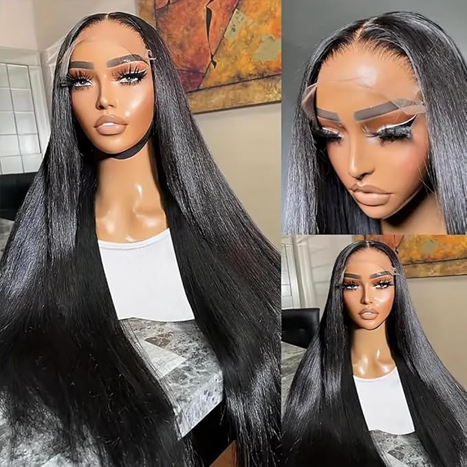 13x6 Lace Front Wigs Human Hair 200 Density Straight HD Lace Front Wigs Human Hair Pre Plucked 13x6 Lace Frontal Straight Human Hair Glueless (Natural Color)