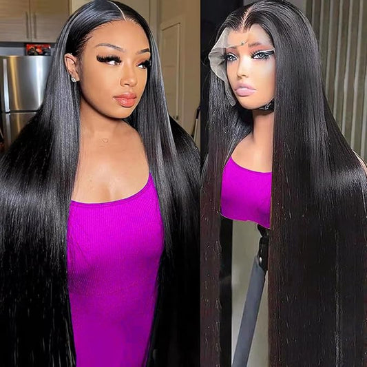 13x6 Lace Front Wigs Human Hair 200 Density Straight HD Lace Front Wigs Human Hair Pre Plucked 13x6 Lace Frontal Straight Human Hair  Glueless (Natural Color)